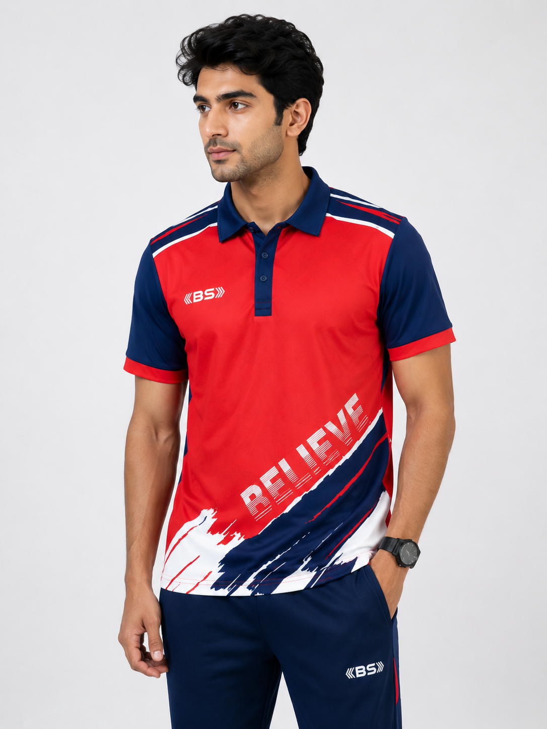 BS Sports Believe Polo T-Shirt & Track Pant Combo