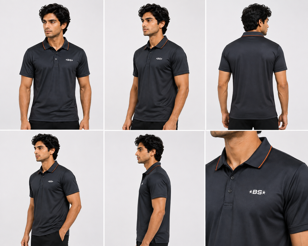 Classic Performance Polo T-Shirt – Charcoal Black