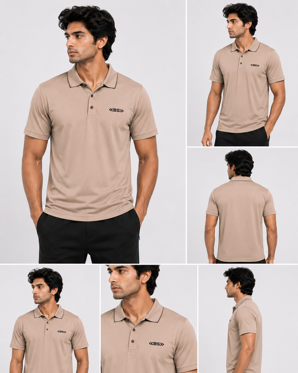 Classic Performance Polo T-Shirt – Beige
