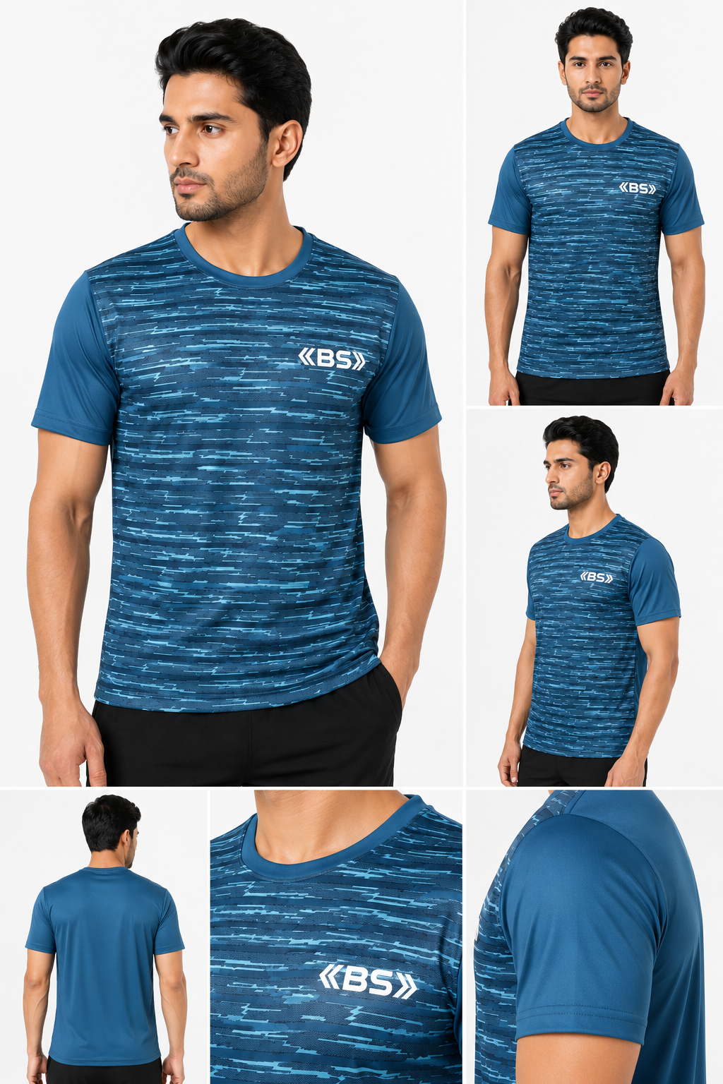 Men's Blue Camo Performance Sports T-Shirt