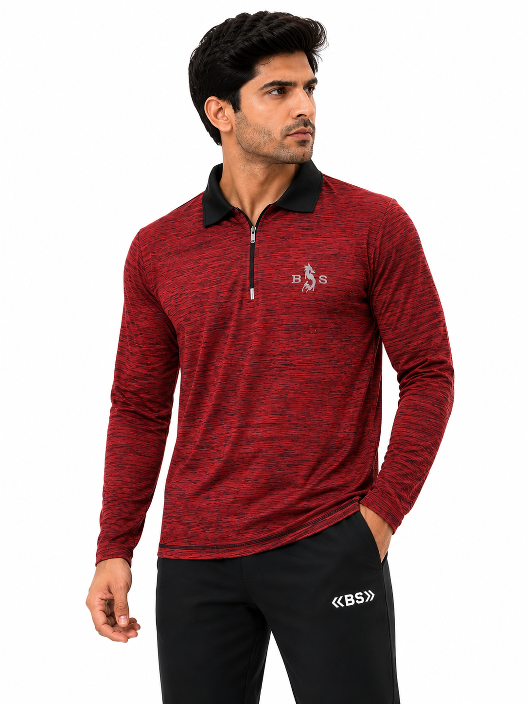 BS Sports Premium Quarter-Zip Full Sleeve Performance T-Shirt