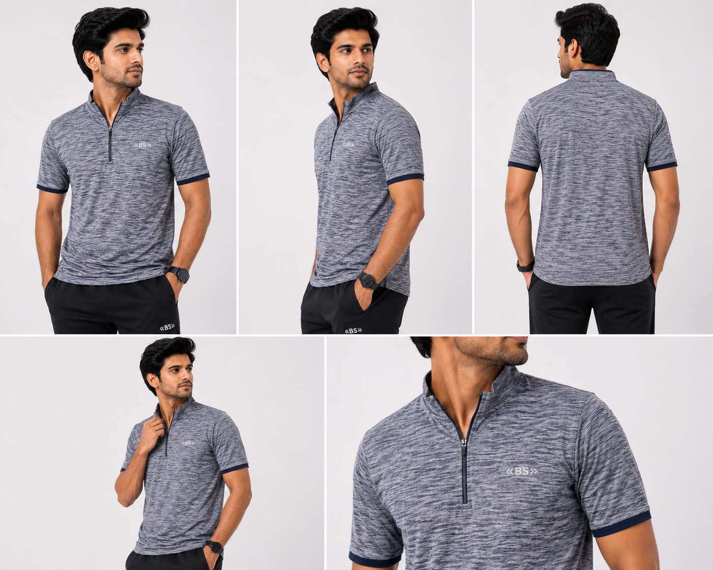 Premium Melange Quarter-Zip Performance T-Shirt