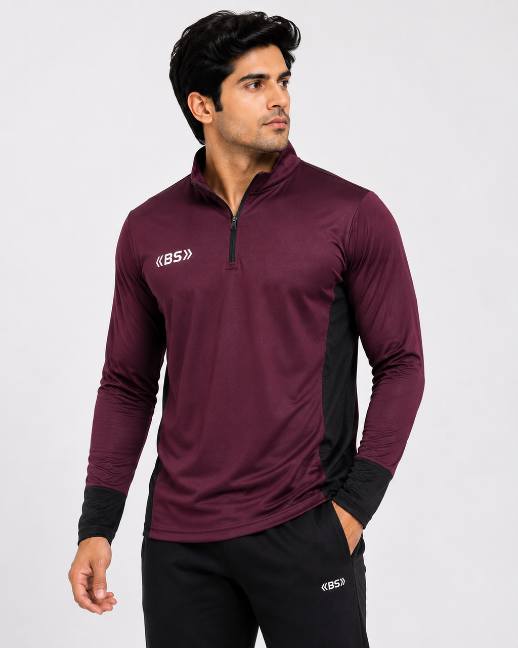 BS Sports Premium Quarter-Zip Full Sleeve Performance T-Shirt