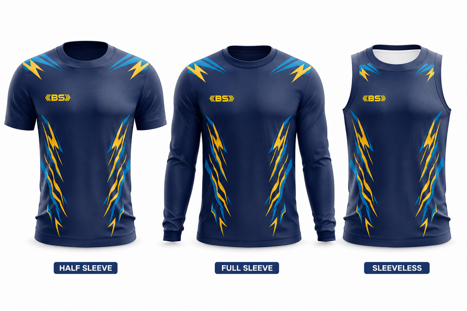 BS Sports 3-in-1 Performance Combo – Half Sleeve, Full Sleeve & Sleeveless