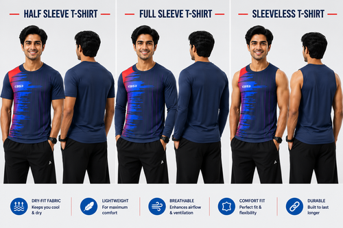 BS Sports 3-in-1 Performance Combo – Half Sleeve, Full Sleeve & Sleeveless