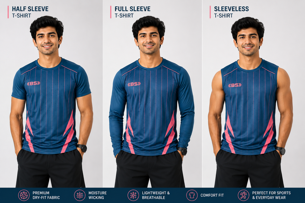 BS Sports 3-in-1 Performance Combo – Half Sleeve, Full Sleeve & Sleeveless