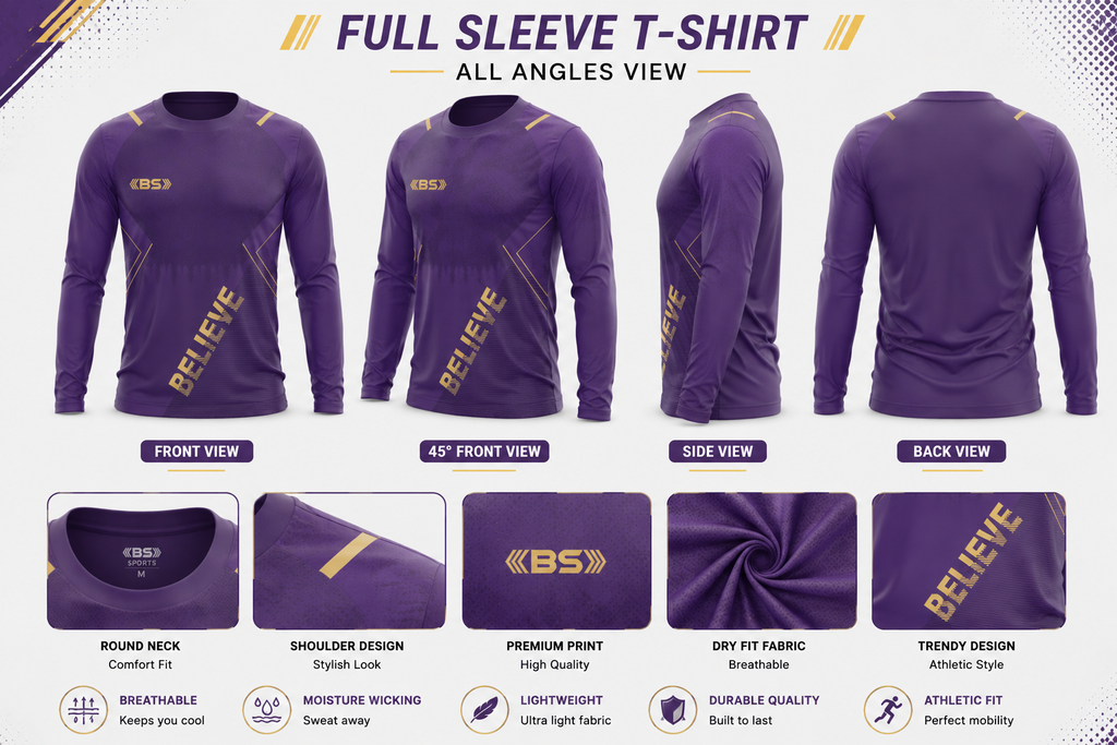 BS Sports 3-in-1 Performance Combo – Half Sleeve, Full Sleeve & Sleeveless