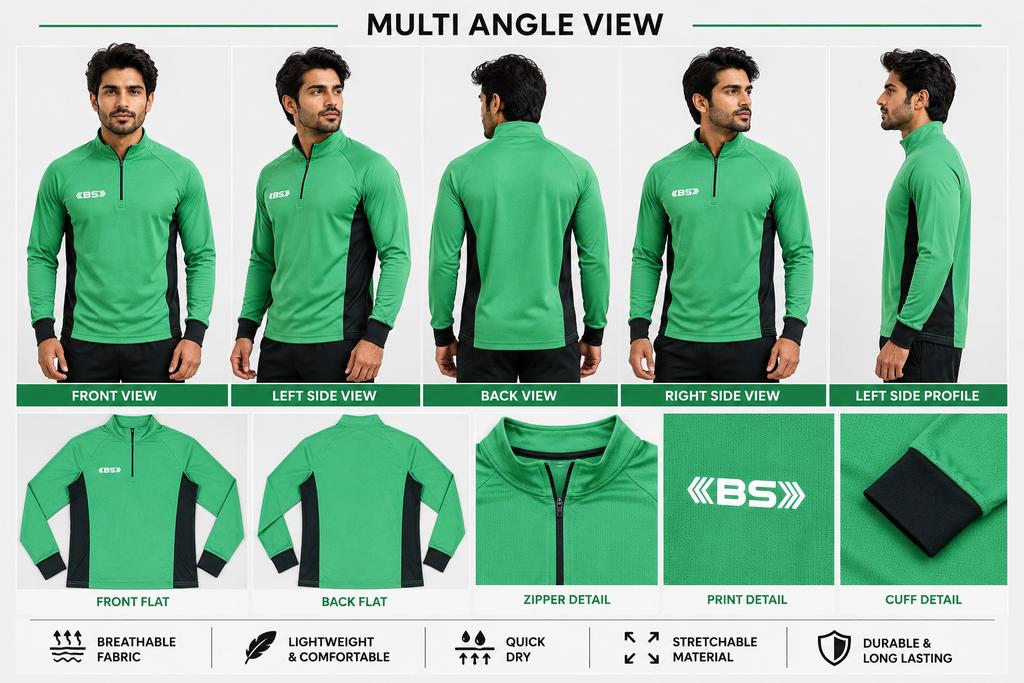BS Sports Performance Quarter-Zip Full Sleeve Training T-Shirt