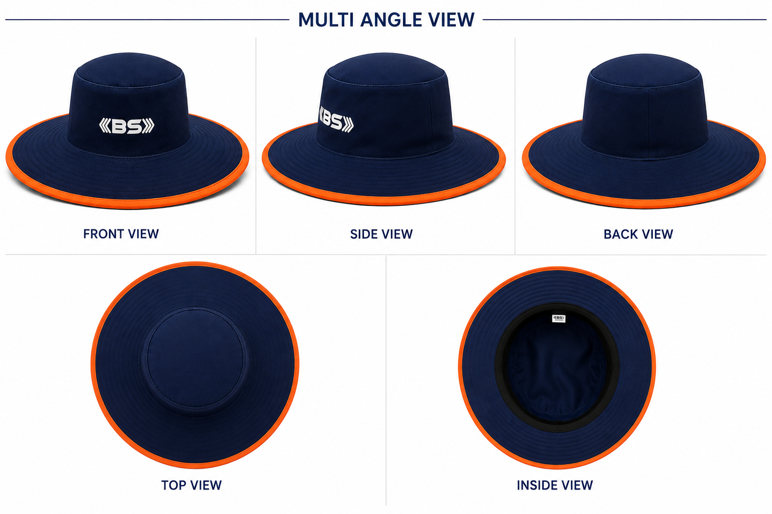 BS Sports Premium Cricket Umpire Hat – Navy Blue & Orange