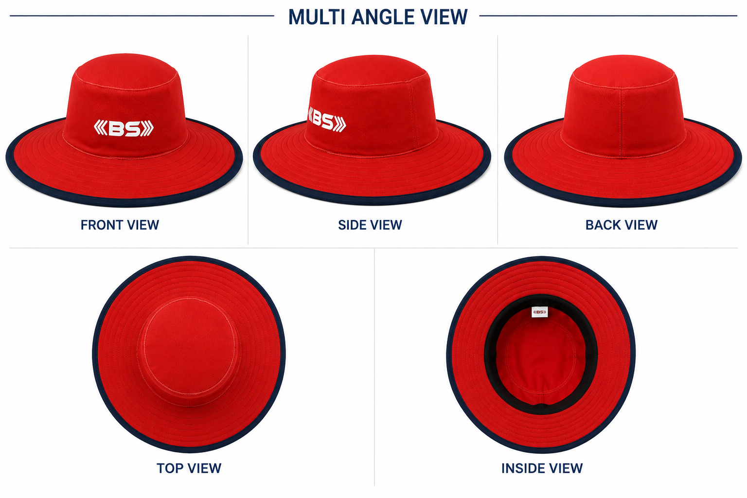 BS Sports Premium Cricket Umpire Hat – Red & Navy Edition