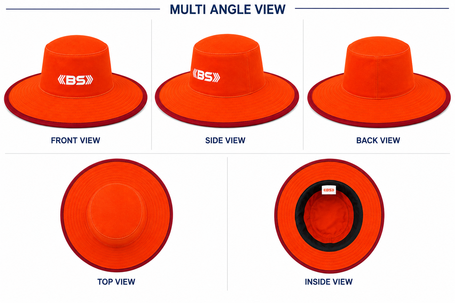 BS Sports Premium Wide Brim Cricket Hat – Orange & Maroon