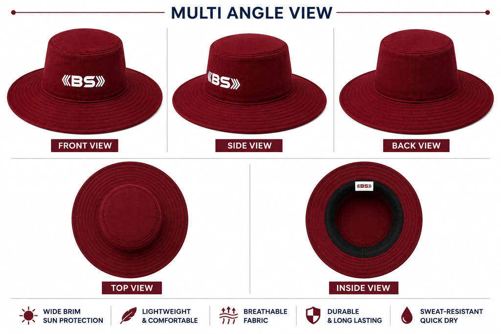 BS Sports Maroon Cricket Sun Hat