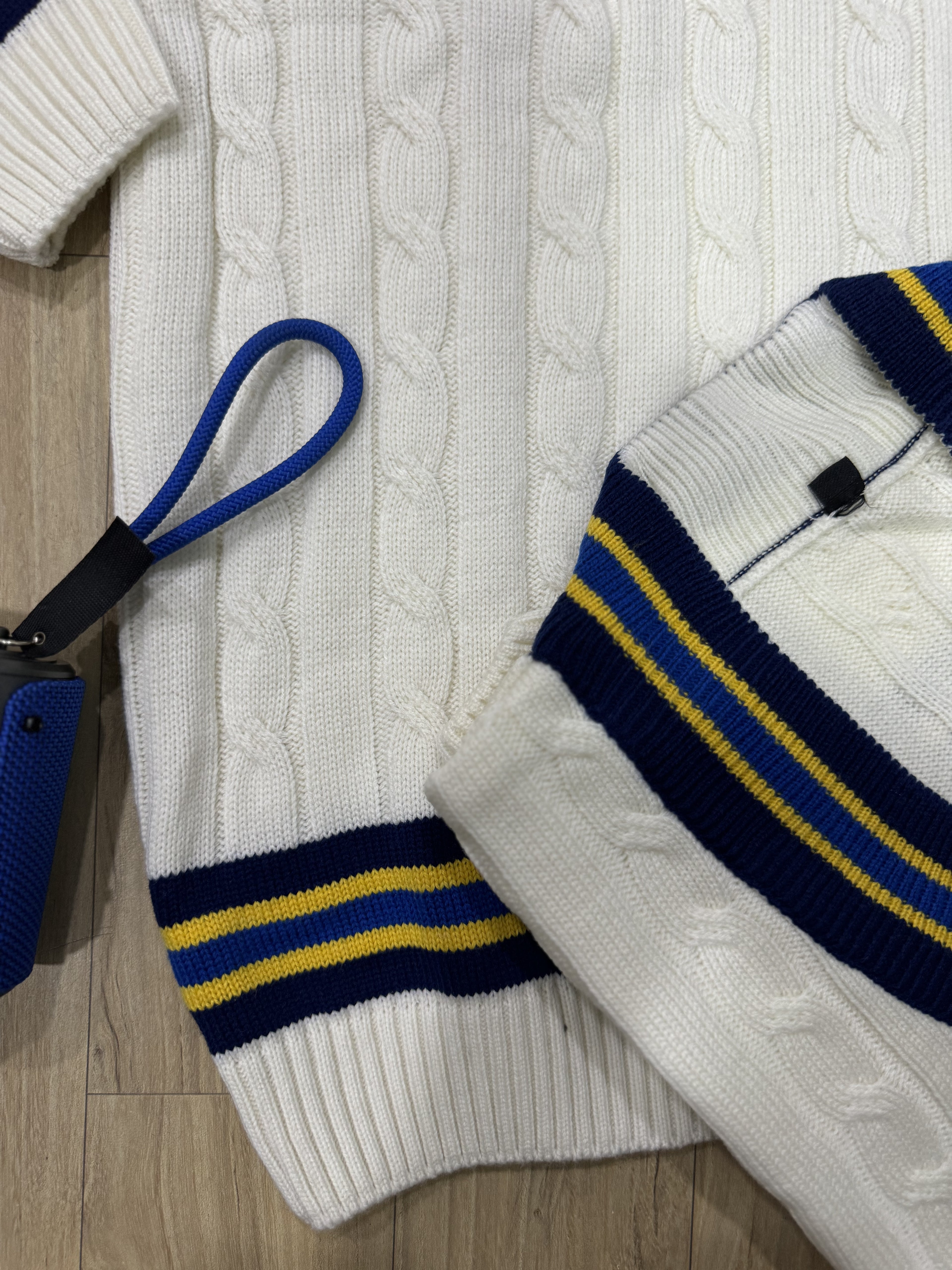 BS Sports Cricket White Sweater Elite-X Full