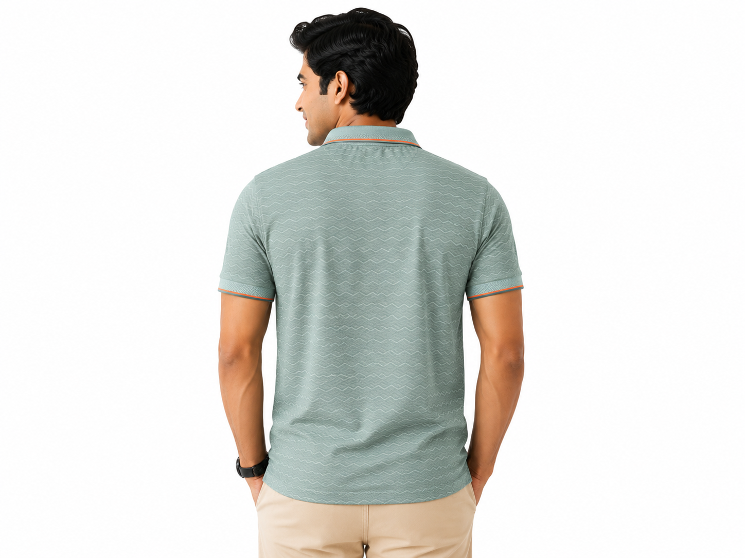 BS Sports Premium Sage Green Textured Polo T-Shirt