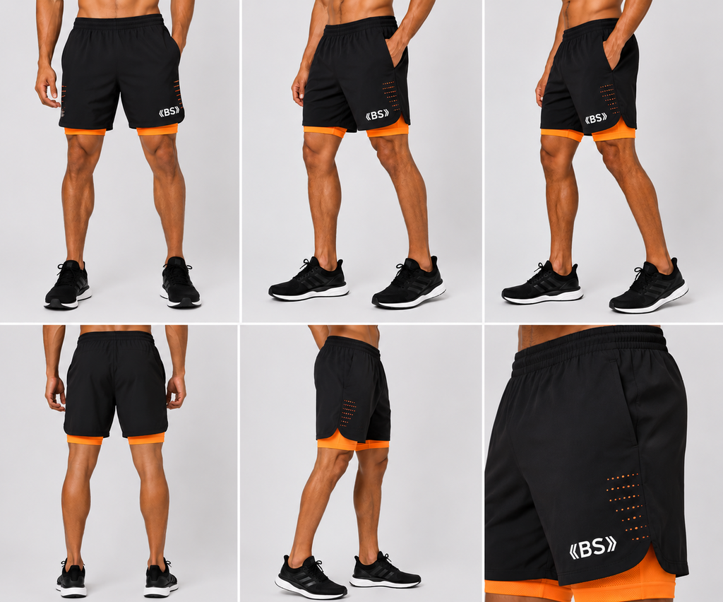 BS Sports Premium 2-in-1 Compression Running Shorts