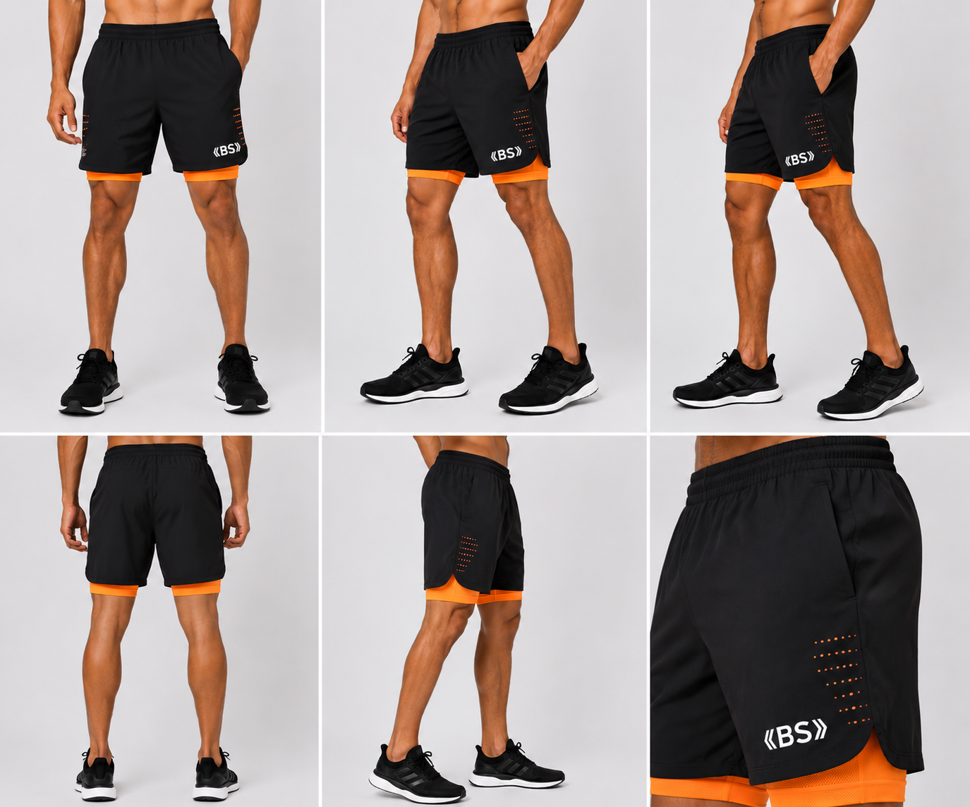 BS Sports Premium 2-in-1 Compression Running Shorts